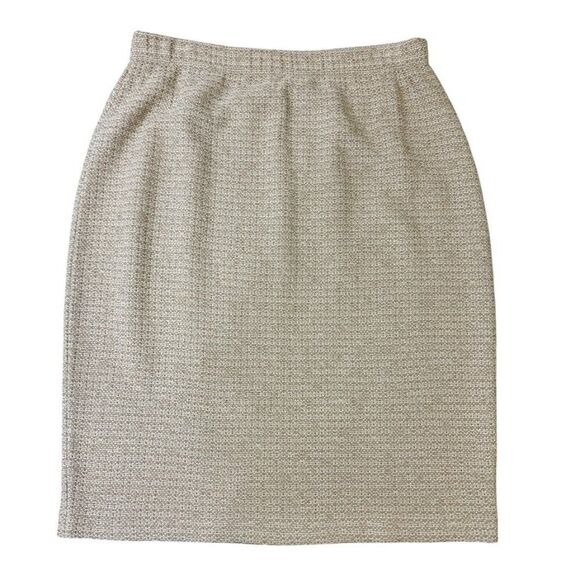 St. John Collection Knit Suit Set Beige Pink Tweed Blazer Jacket Skirt SZ 12 - Picture 9 of 16